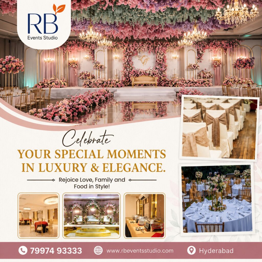 Looking for event management services near me? Get premium wedding, birthday, engagement & corporate event planning by RB Events. 📞 79974 93333